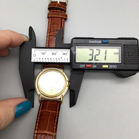 Vtg Rodania Watch Women 32mm Gold Tone Date Brown Leather Band New Battery - Picture 12 of 14